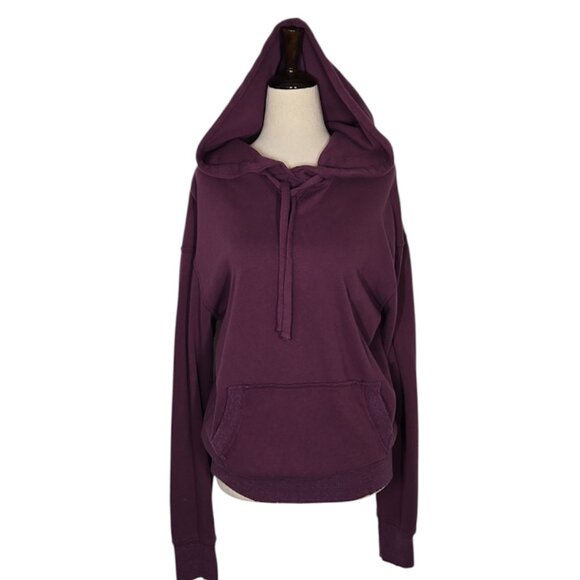 EVERLEIGH wine Distressed Hoodie Size S | Soft Ribbed Hem Pullover NWOT - Picture 1 of 9